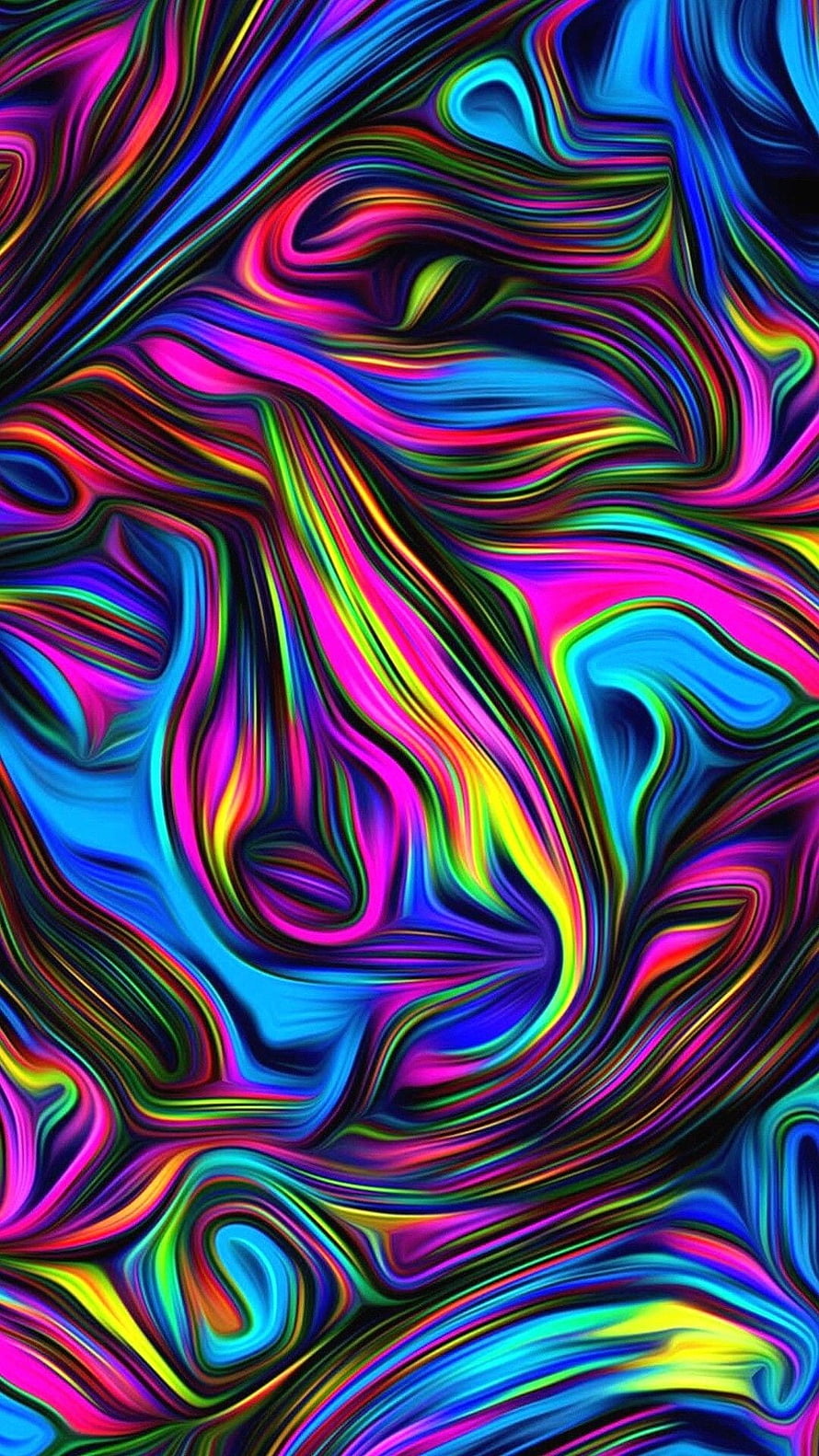 Vibrant Holographic Liquid Abstract Art with Neon Swirls and Psychedelic Color Flow HD phone wallpaper