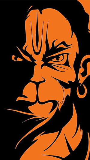 Angry Lord Hanuman Portrait in Bold Orange and Black Minimalist Illustration Style, Angry Lord Hanuman Drawings - Novocom.top, Hanuman Art HD phone wallpaper