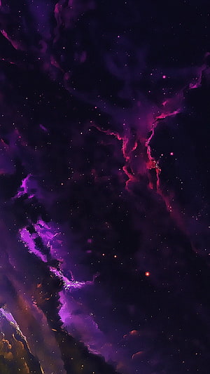 Vivid Purple and Magenta Nebula Clouds in Deep Space with Scattered Stars HD phone wallpaper