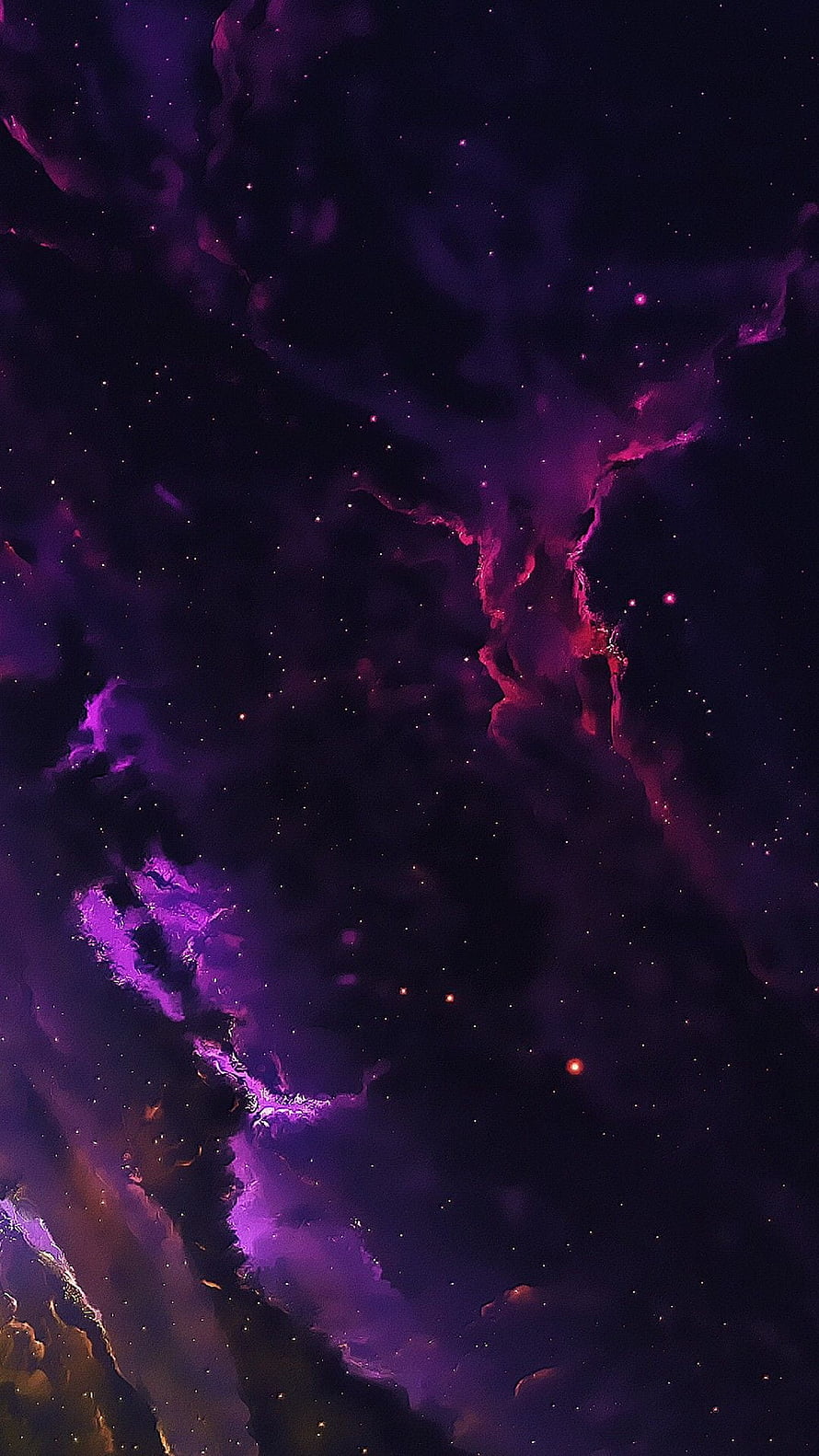 Vivid Purple and Magenta Nebula Clouds in Deep Space with Scattered Stars HD phone wallpaper