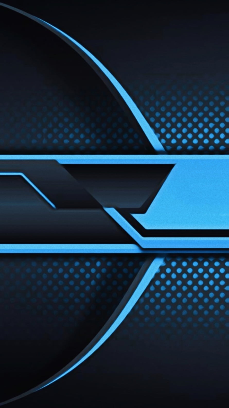 Futuristic Blue and Black Geometric Abstract Design with Neon Accents HD phone wallpaper