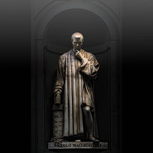 Niccolò Machiavelli Marble Statue in Arched Niche with Dark Dramatic Lighting HD phone wallpaper