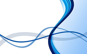 Elegant Blue and White Abstract Flowing Ribbons on Minimalist Background HD wallpaper