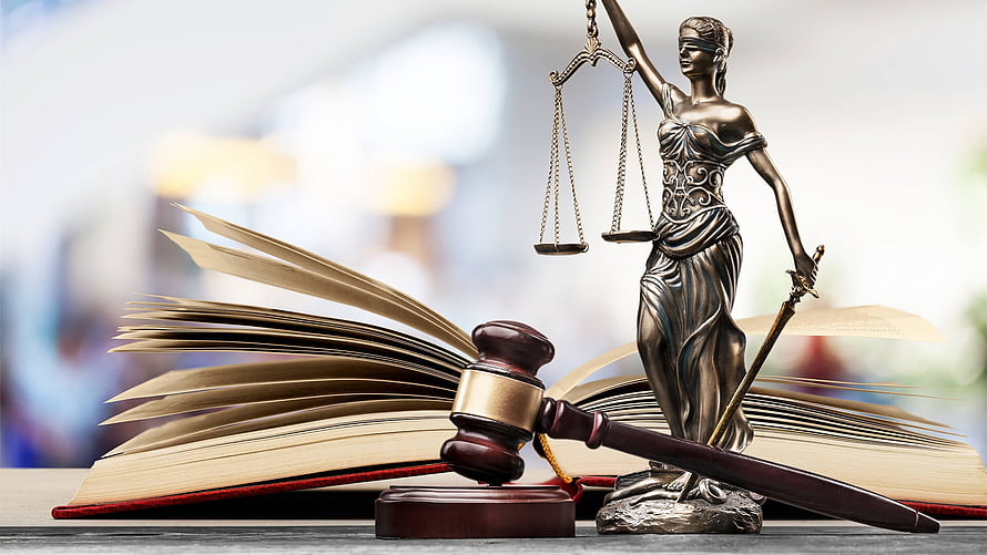 Lady Justice Statue with Scales and Sword on Open Law Book with Gavel HD wallpaper