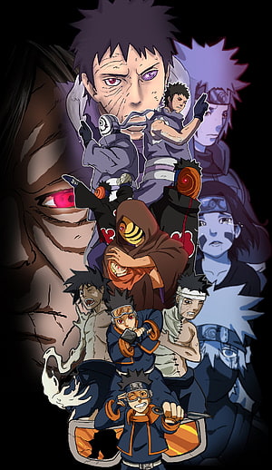 Obito Uchiha Character Evolution Collage from Naruto Shippuden Anime HD phone wallpaper