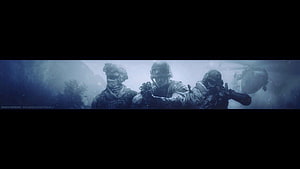 Call Of Duty Soldiers In Snowy Combat Zone Digital Art Banner HD wallpaper