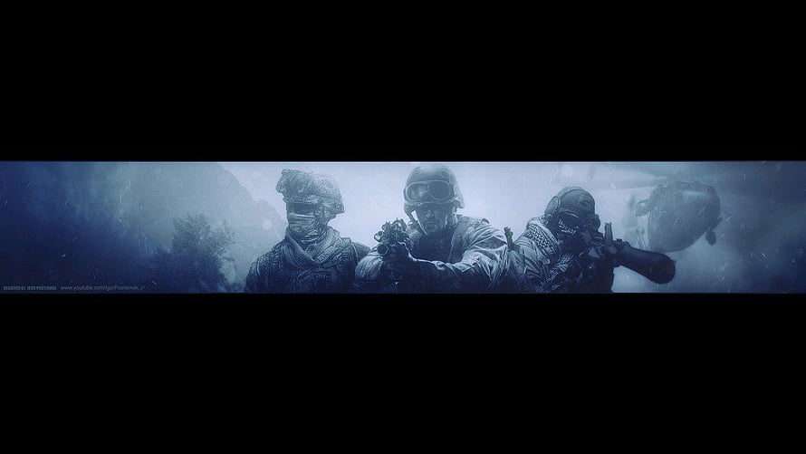 Call Of Duty Soldiers In Snowy Combat Zone Digital Art Banner HD wallpaper