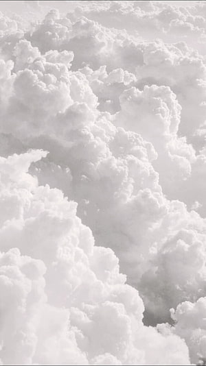 Soft Billowing Cumulus Clouds in Monochrome Winter White Aesthetic HD phone wallpaper