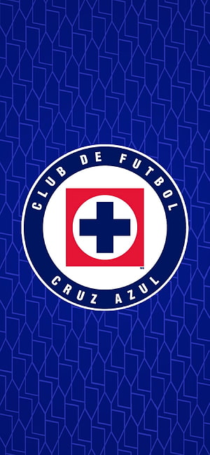 Cruz Azul Club de Futbol Official Team Crest on Deep Blue Geometric Pattern Background HD phone wallpaper