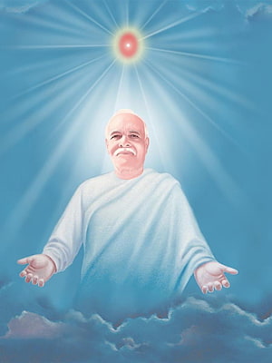 Shiv Baba Spiritual Portrait with Radiant Divine Light and Clouds HD phone wallpaper