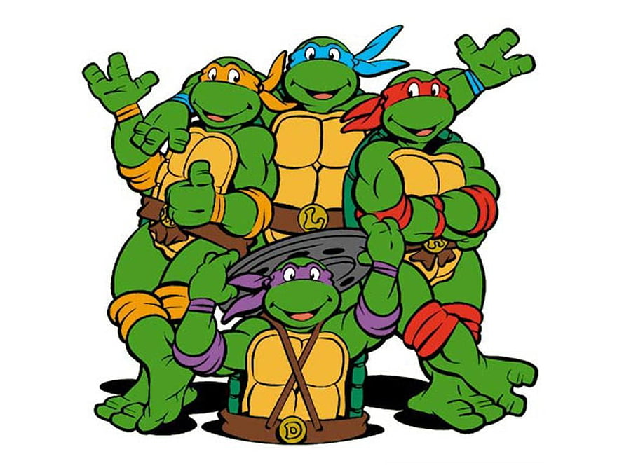 Cute Cartoon Teenage Mutant Ninja Turtles Group Illustration HD wallpaper
