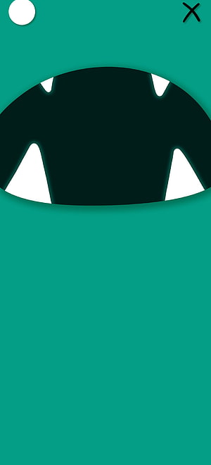 Minimalist Teal Monster Mouth with Sharp White Teeth and Dark Interior HD phone wallpaper