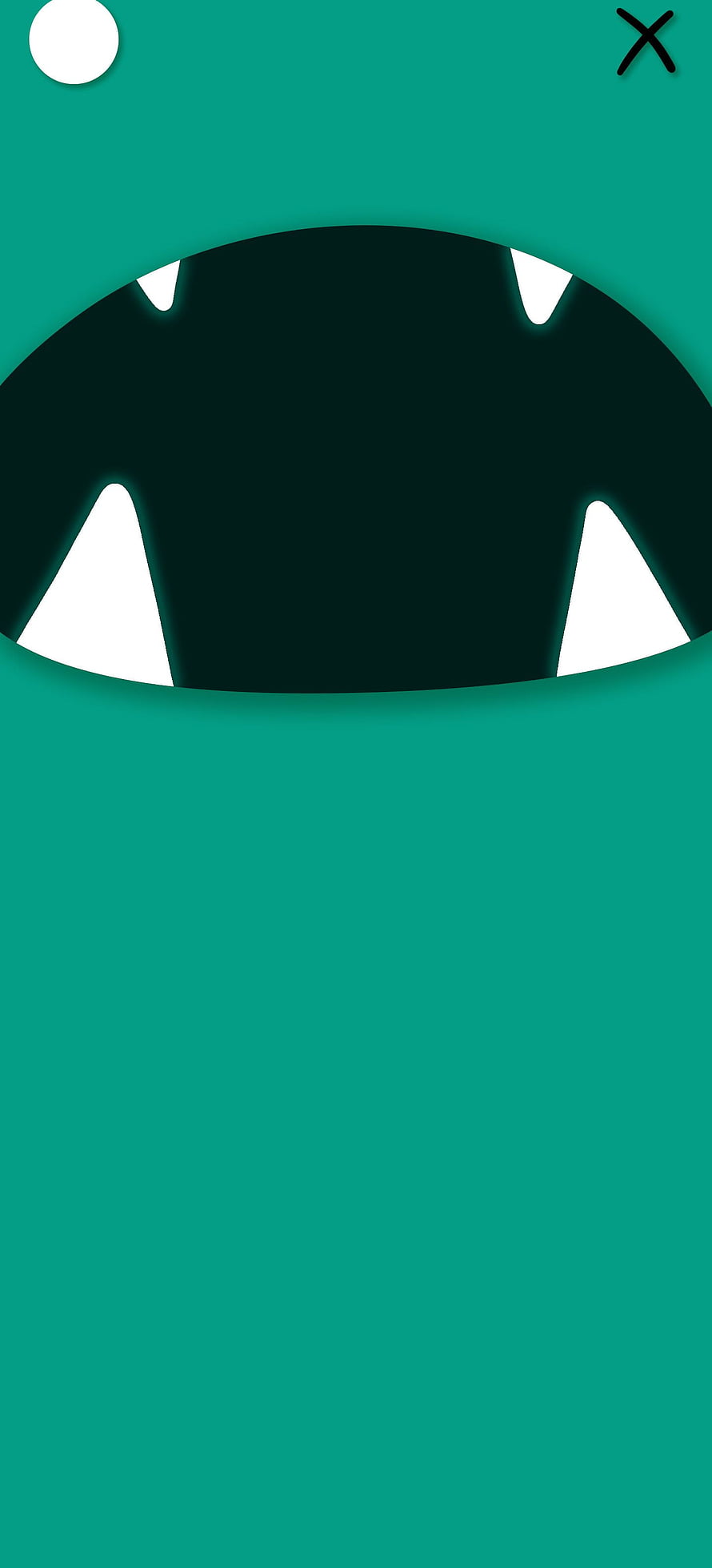 Minimalist Teal Monster Mouth with Sharp White Teeth and Dark Interior HD phone wallpaper