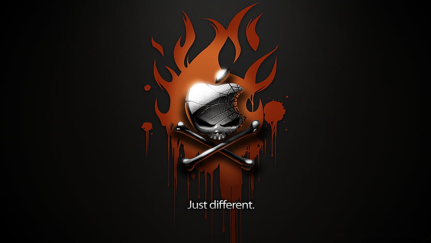 Dark Skull and Crossbones with Fiery Orange Flames on Black Background HD wallpaper