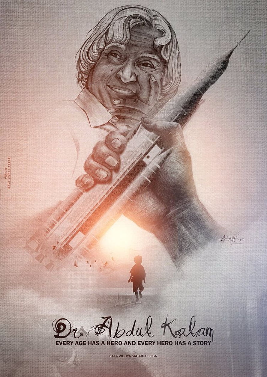 Dr. A.P.J. Abdul Kalam Tribute Illustration with Rocket and Silhouette HD phone wallpaper