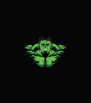 Hulk Vector Illustration with Fierce Expression on Black Background HD phone wallpaper