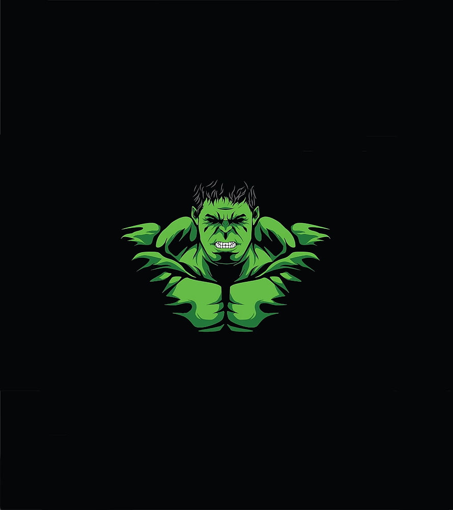 Hulk Vector Illustration with Fierce Expression on Black Background HD phone wallpaper