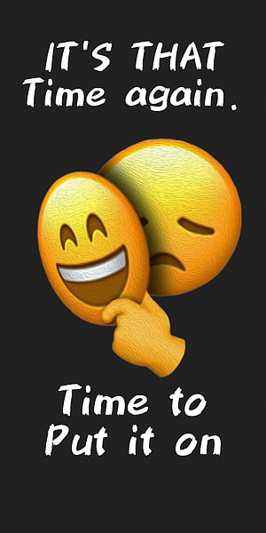 3D Yellow Emoji Masking Anxiety and Depression on Dark Background HD phone wallpaper