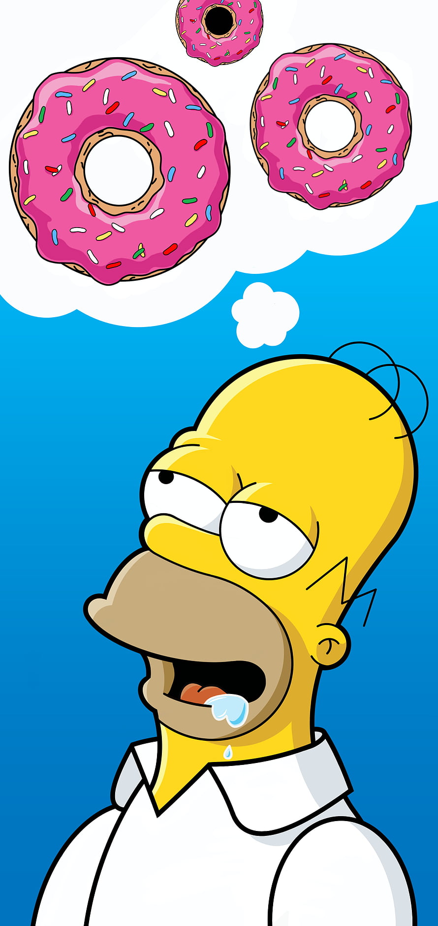Homer Simpson Drooling While Dreaming of Pink Sprinkle Donuts HD phone wallpaper