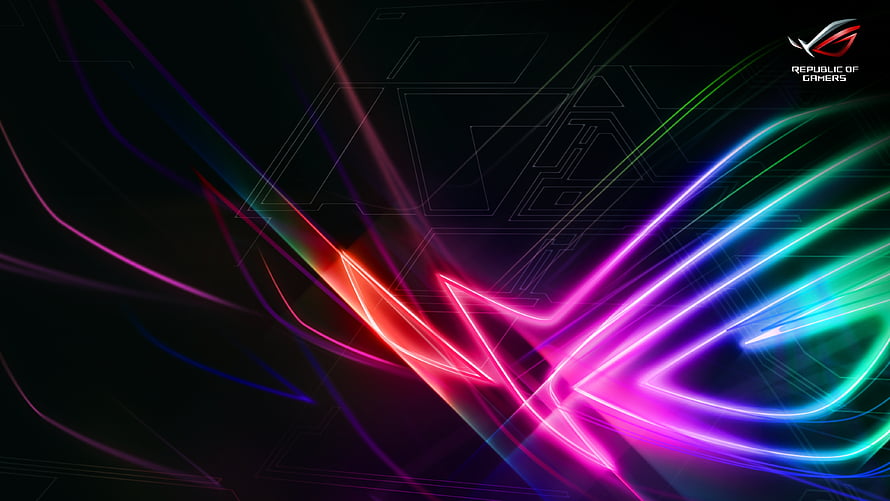 Asus ROG Strix Neon Light Trails on Dark Background HD wallpaper