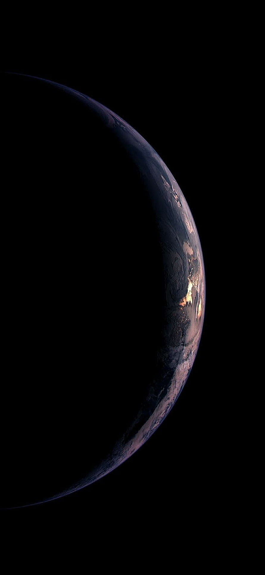 Earth at Night from Space with City Lights on the Horizon HD phone wallpaper