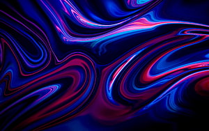 Vibrant Blue and Purple Abstract Liquid Swirls with Neon Pink Accents HD wallpaper