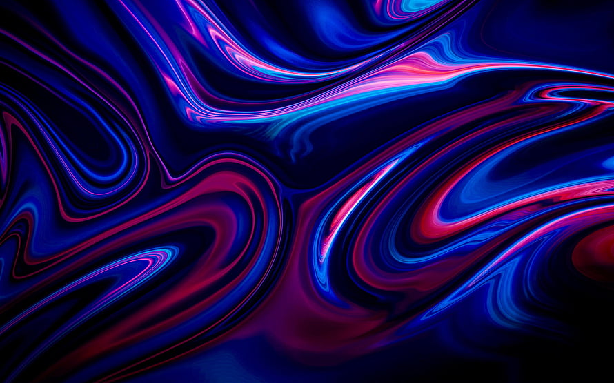 Vibrant Blue and Purple Abstract Liquid Swirls with Neon Pink Accents HD wallpaper