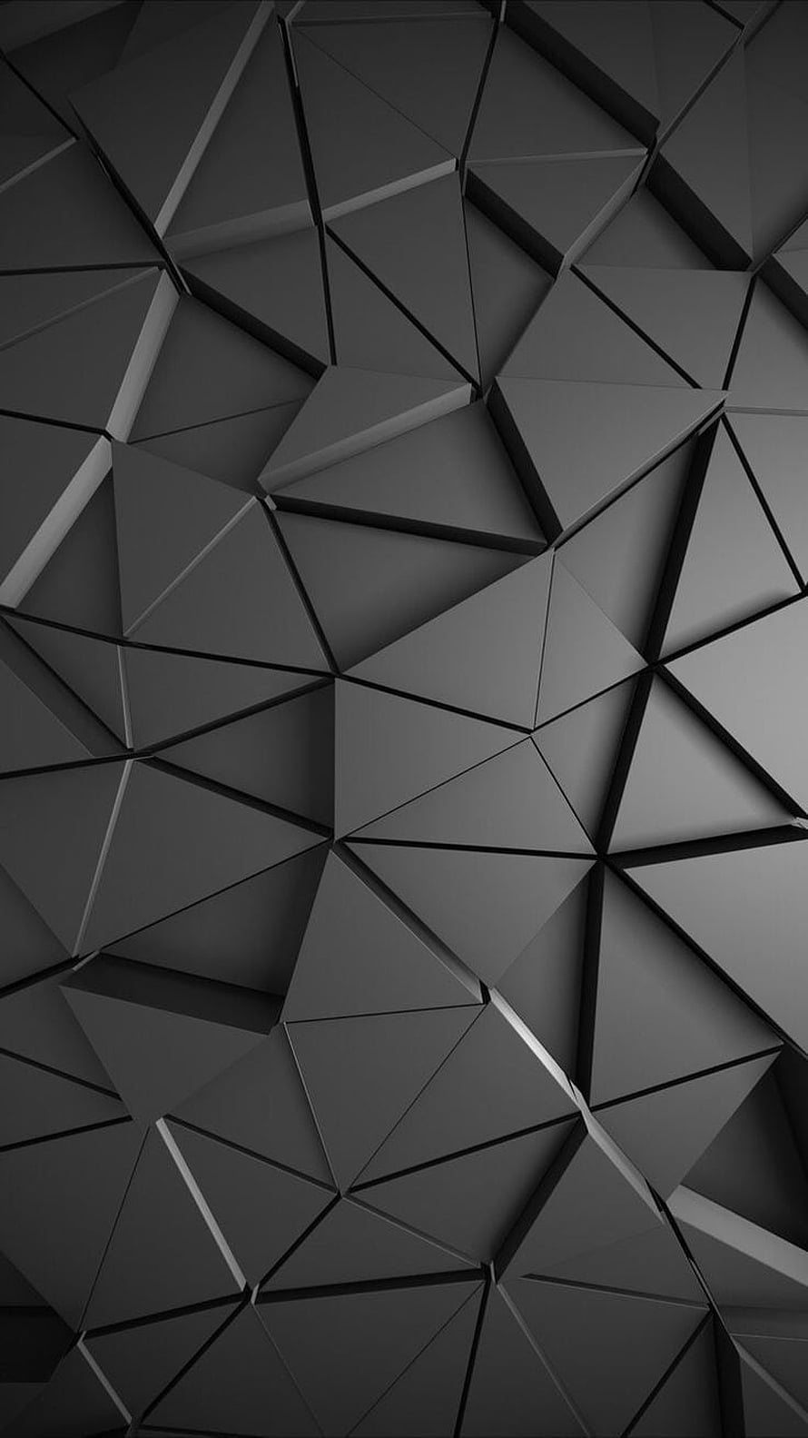 Dark Geometric Faceted Pattern with Matte Black Triangular 3D Texture HD phone wallpaper