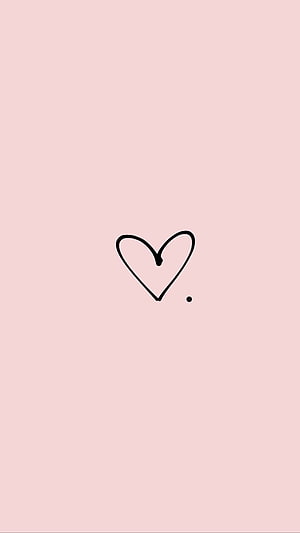 Minimalist hand-drawn heart icon on soft pink background for social media highlights HD phone wallpaper