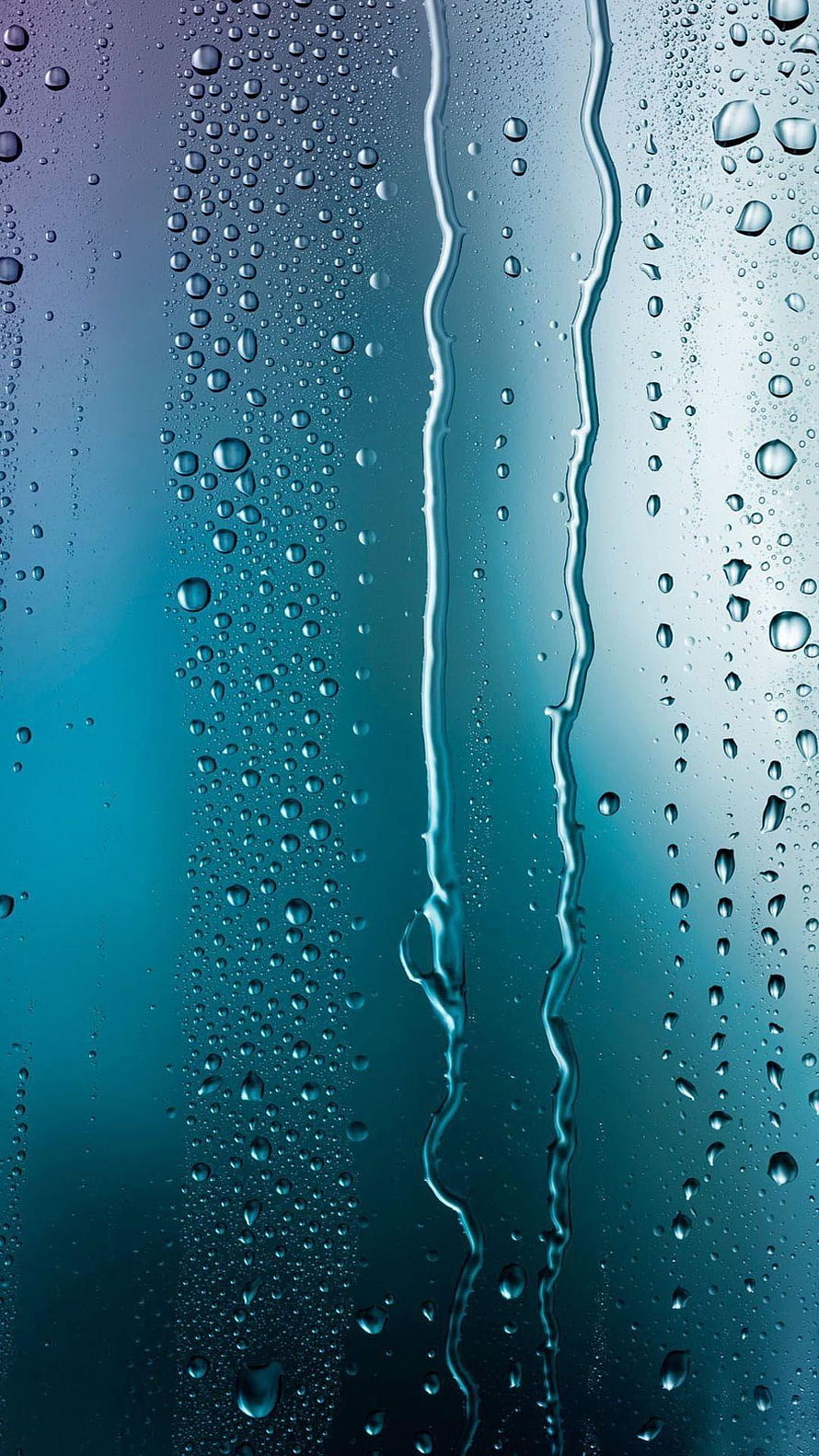 Raindrops on Glass with Blue Gradient Background HD phone wallpaper