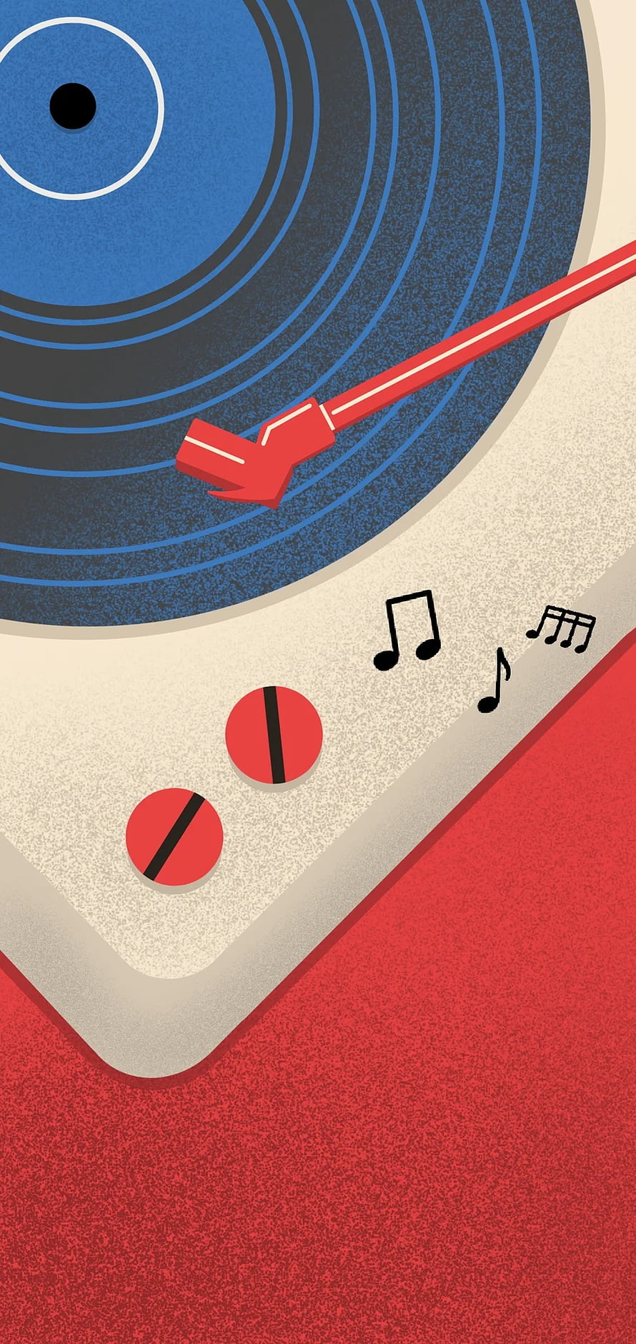 Retro Turntable Illustration with Vinyl Record and Music Notes HD phone wallpaper