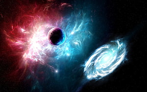 Vibrant Cosmic Nebula and Distant Spiral Galaxy in Deep Space HD wallpaper