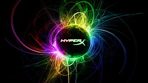 HyperX RGB Gaming Sphere with Neon Light Trails on Black Background HD wallpaper