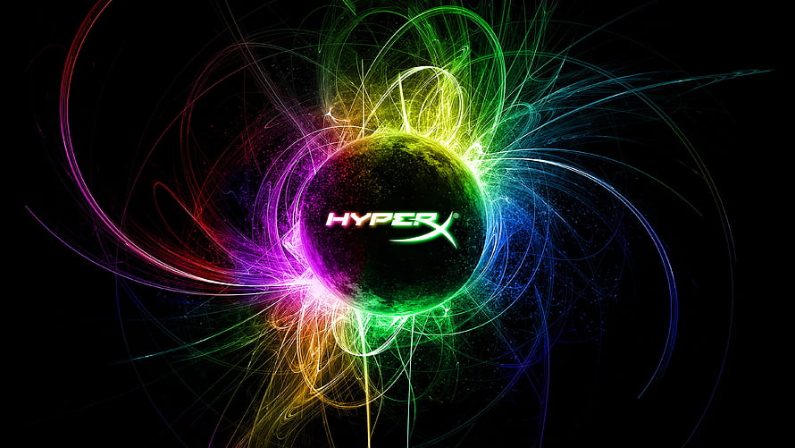 HyperX RGB Gaming Sphere with Neon Light Trails on Black Background HD wallpaper