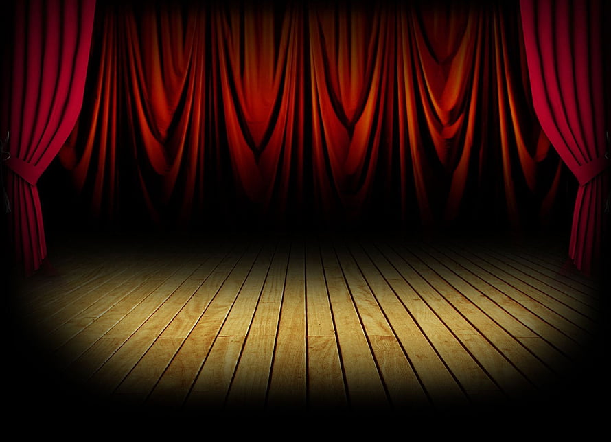 Empty Theater Stage With Red Velvet Curtains And Wooden Floor HD wallpaper