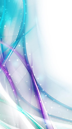 Elegant Abstract Flowing Ribbons in Cyan and Purple with Soft White Background HD phone wallpaper