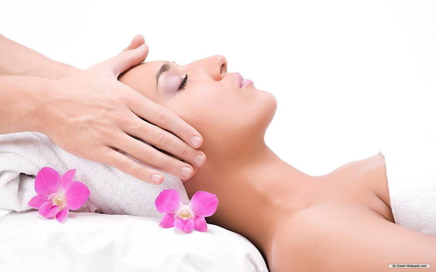 Relaxing Spa Facial Treatment with Orchids and Gentle Massage HD wallpaper