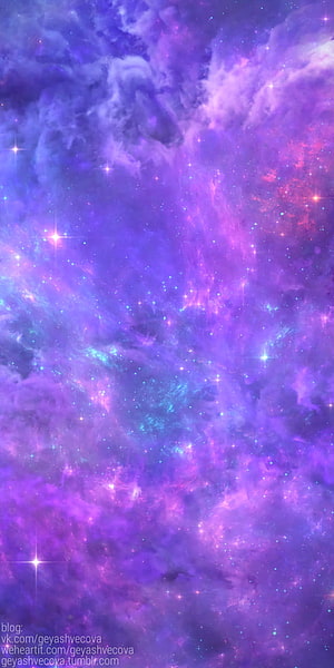 Vibrant Purple and Pink Cosmic Nebula with Scattered Stars and Ethereal Clouds HD phone wallpaper