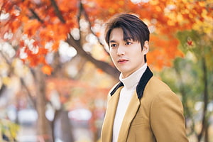 Lee Min Ho in The King Eternal Monarch with Autumn Maple Leaves HD wallpaper