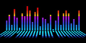 Neon Colorful Audio Spectrum Bars on Black Background with Perspective Reflection HD wallpaper