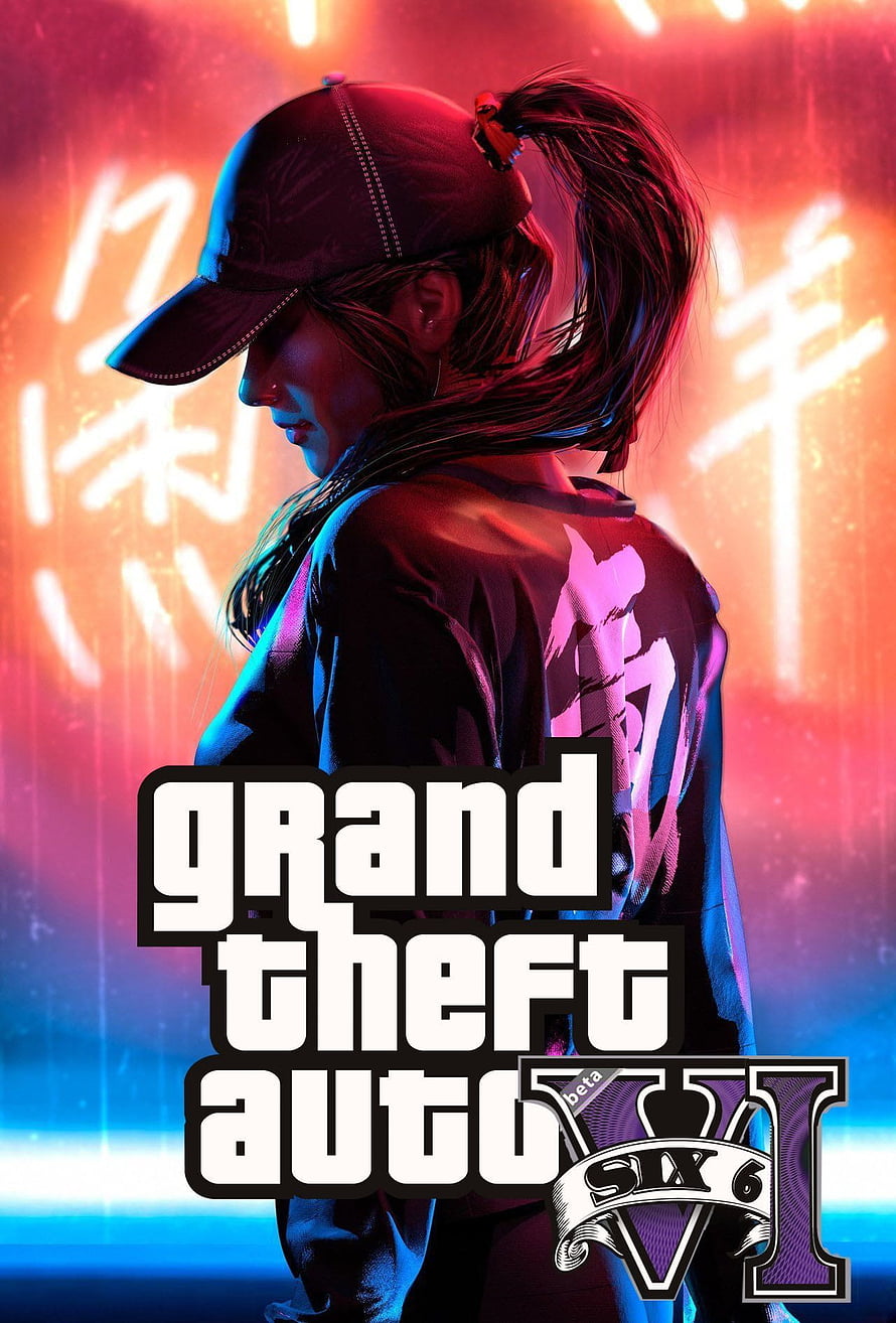 Grand Theft Auto VI Beta Key Art Featuring Female Character in Neon Cityscape HD phone wallpaper