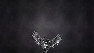 Zyzz Winged Figure Black and White Artistic Portrait with Dramatic Lighting HD wallpaper