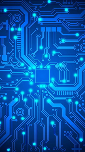 Glowing Blue Circuit Board Pattern with Luminous Nodes and Digital Traces HD phone wallpaper