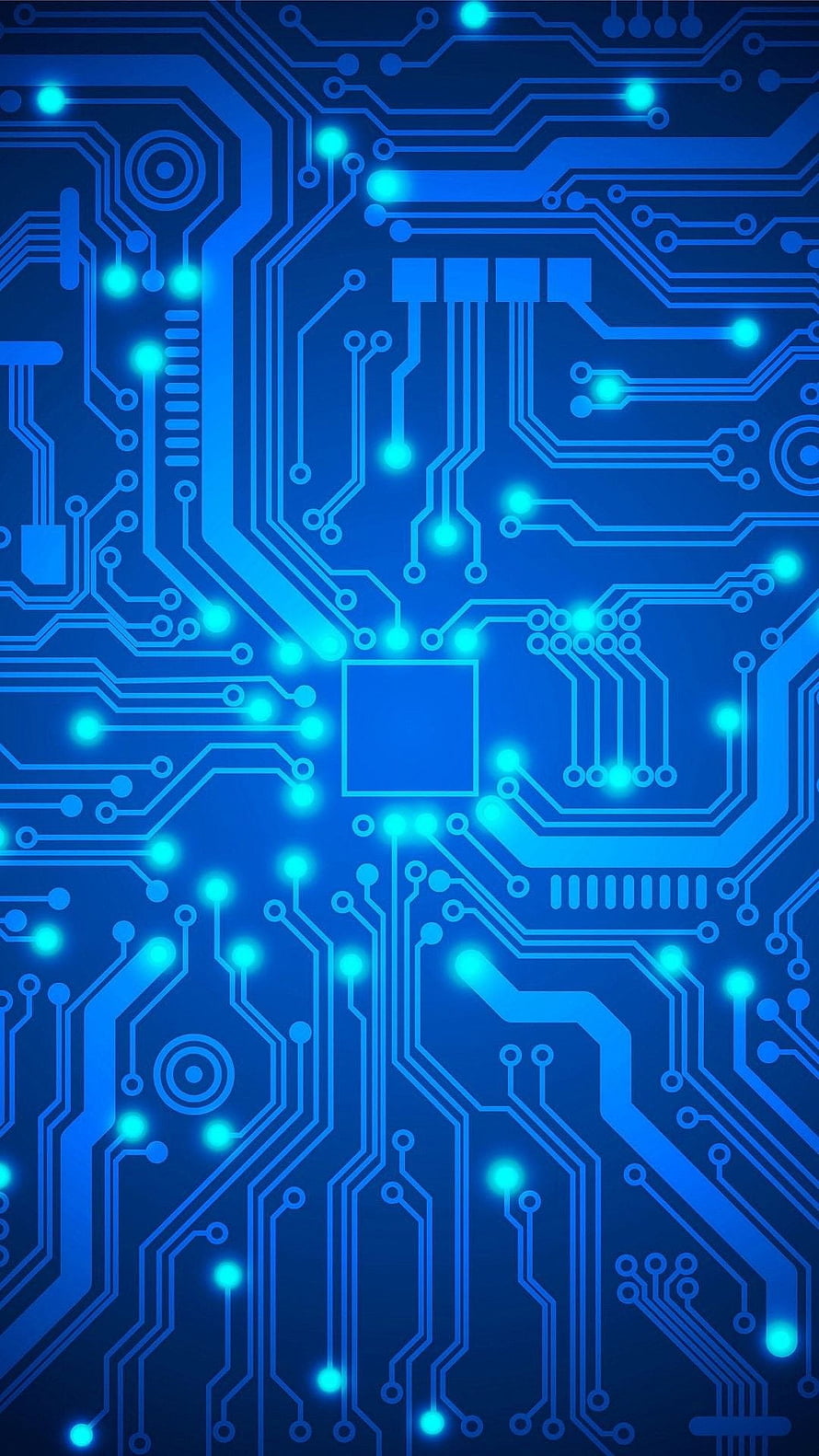 Glowing Blue Circuit Board Pattern with Luminous Nodes and Digital Traces HD phone wallpaper