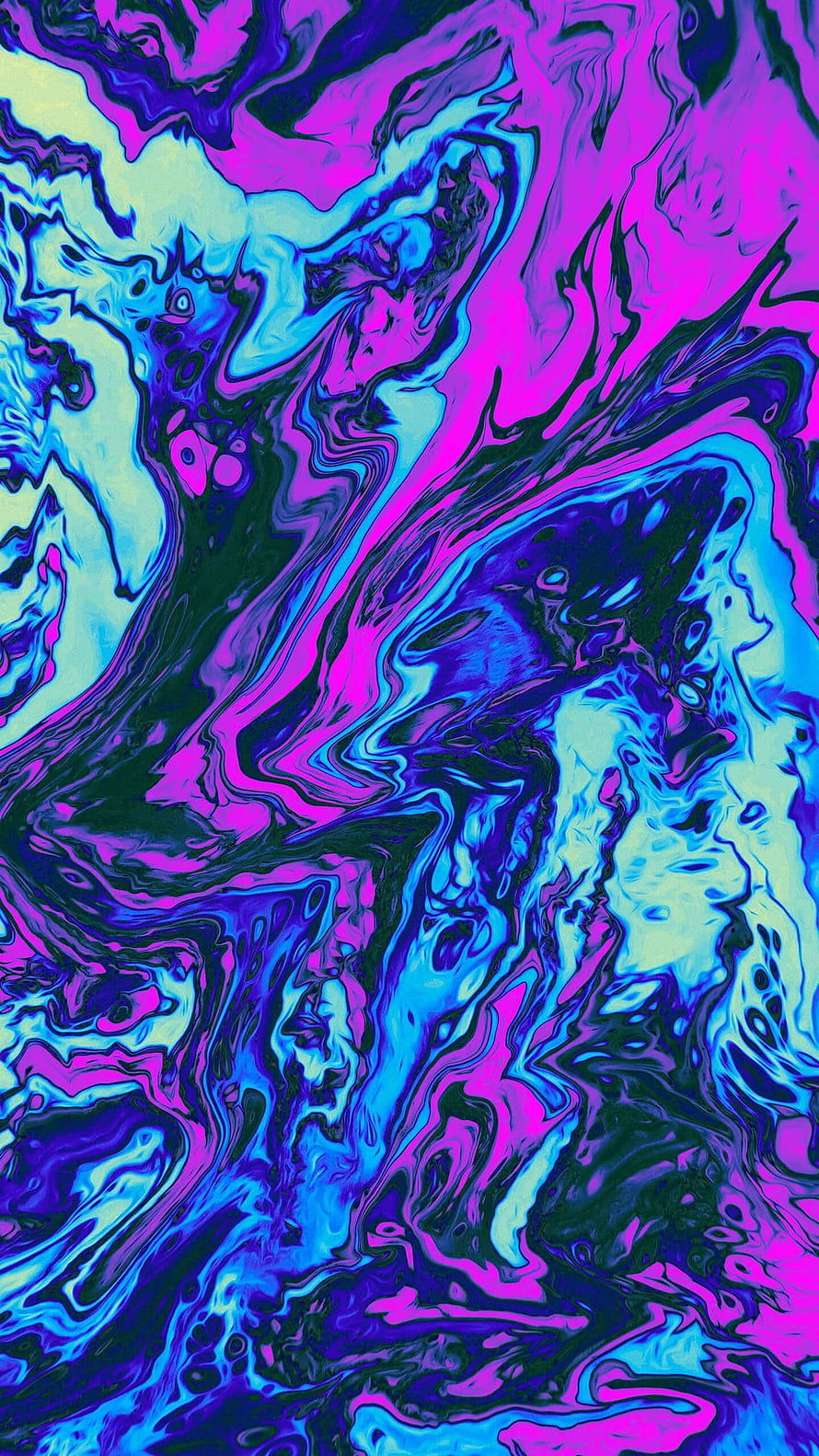 Vibrant Psychedelic Liquid Marble Abstract Art with Neon Pink and Blue Swirls HD phone wallpaper