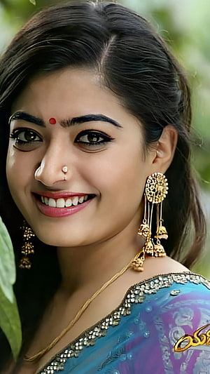 Rashmika Mandanna in Traditional Indian Attire with Gold Jewelry and Saree HD phone wallpaper