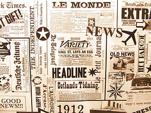Vintage Newspaper Collage Wallpaper with Retro Headlines and Typography HD wallpaper