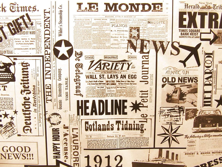 Vintage Newspaper Collage Wallpaper with Retro Headlines and Typography HD wallpaper