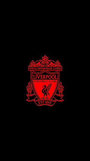 Liverpool Football Club Crest with Liver Bird and You'll Never Walk Alone Motto on Black Background HD phone wallpaper