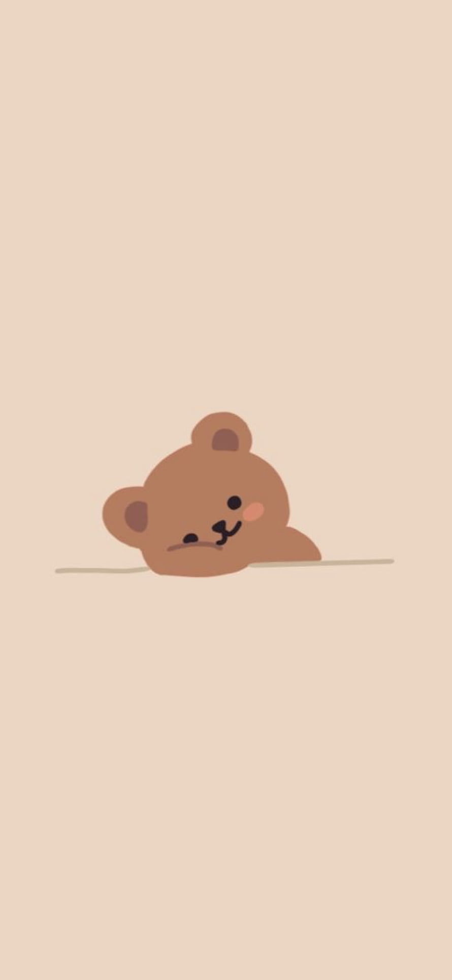 Cute Brown Bear Lying Down Minimalist Aesthetic Wallpaper HD phone wallpaper